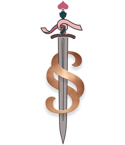 S&S Colored Sword & 3D Monogram Rose Gol